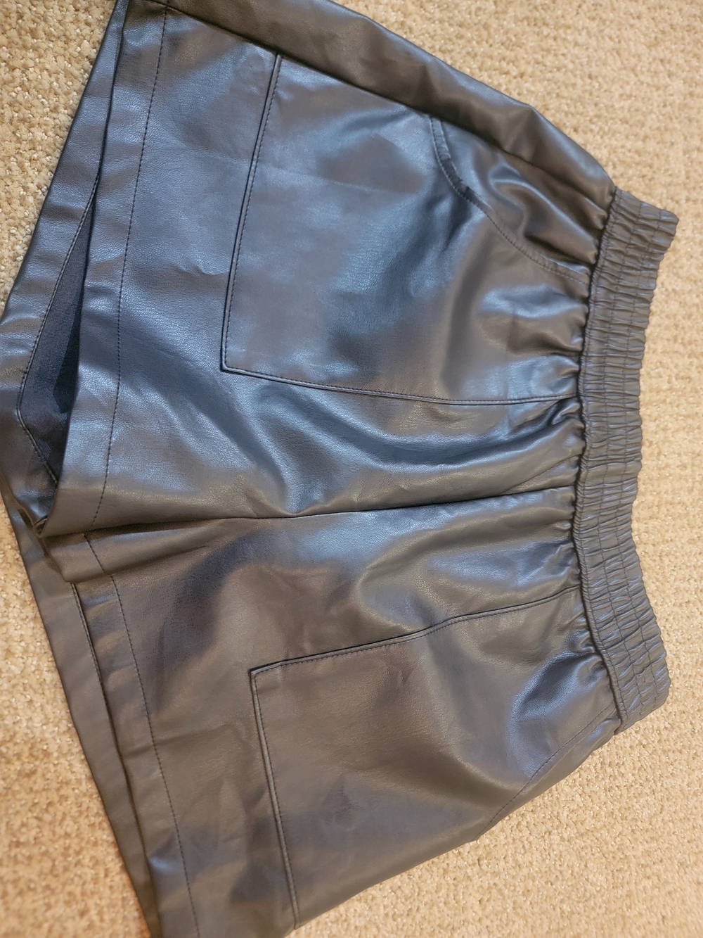 Altar'd State Black Faux Leather Elastic Waist Shorts